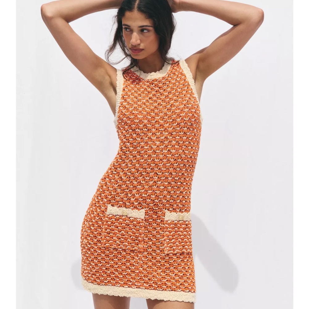 Zara Orange and Cream Mini Dress